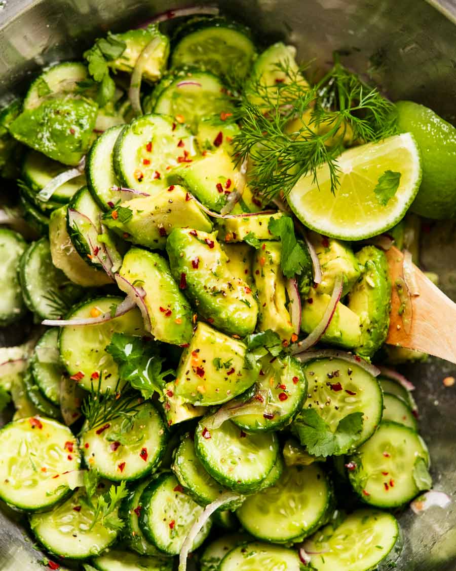 Making avocado salad