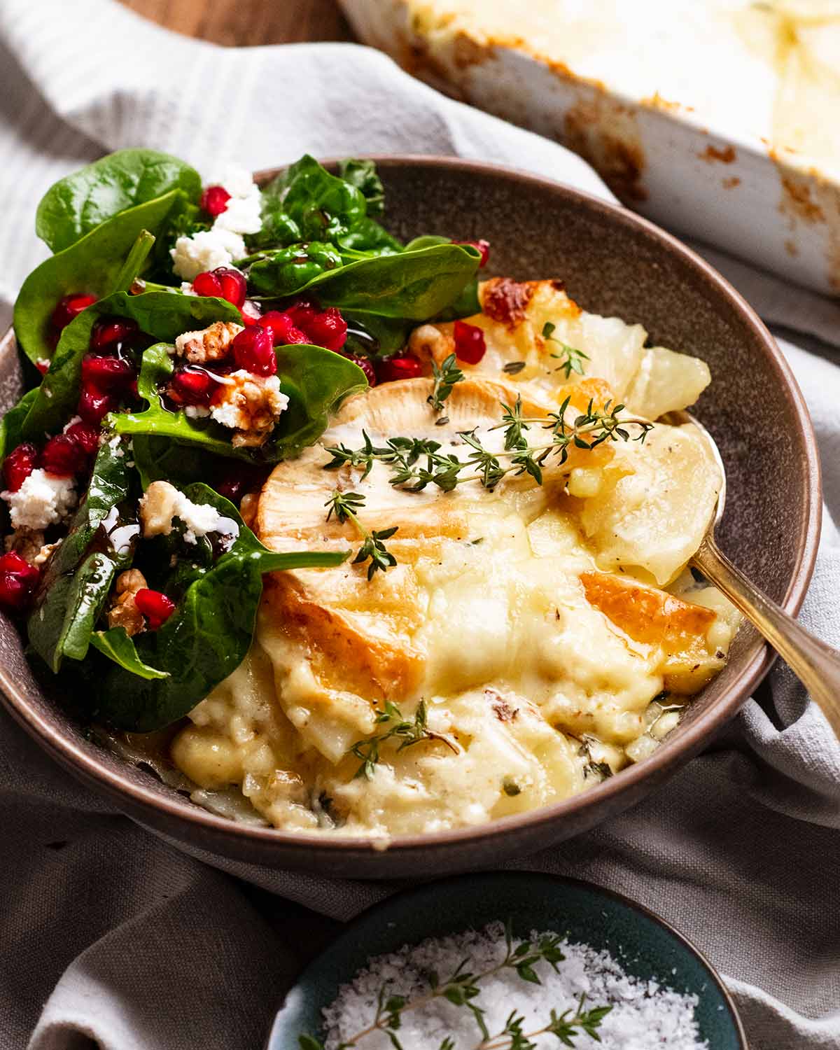 Brie Dauphinoise Potatoes in a bowl