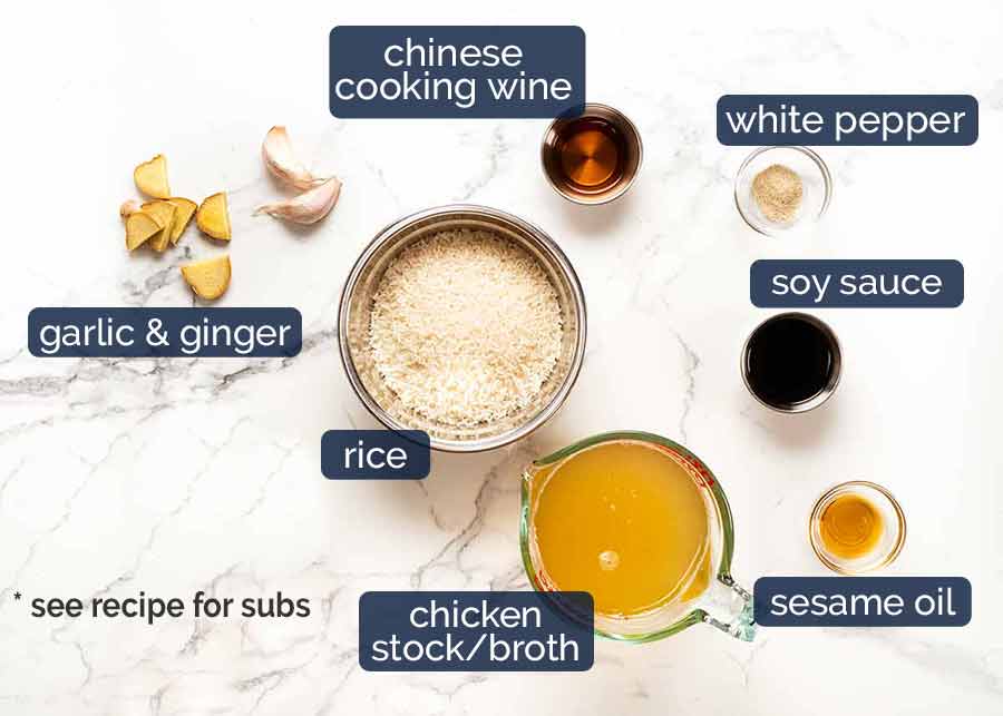 Ingredients for Chinese Rice Soup broth