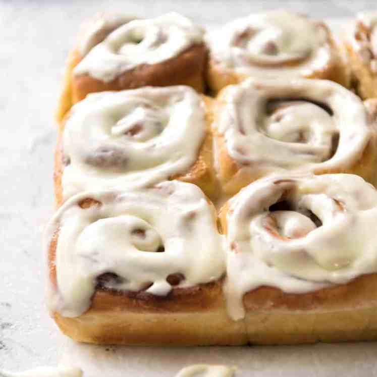 Magic No Knead Cinnamon Rolls - soft and fluffy with a cream cheese glaze! recipetineats.com