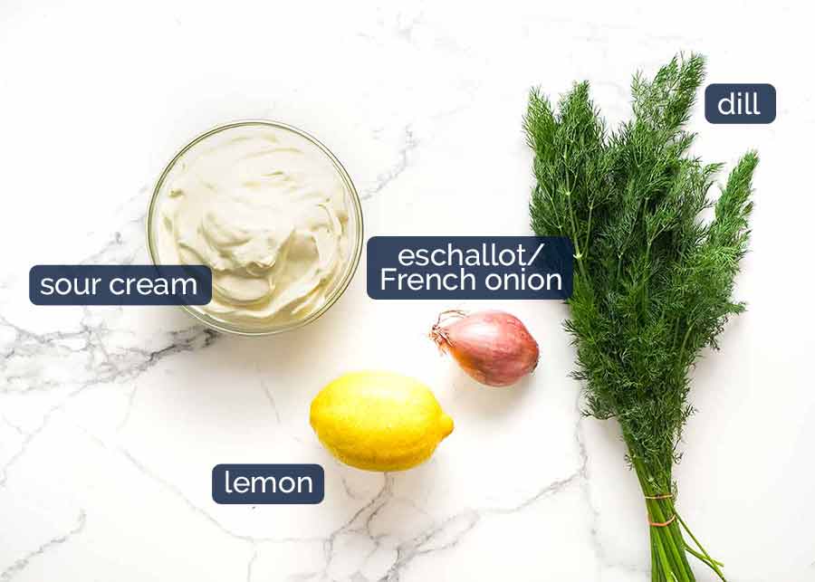 Ingredients for Creamy Dill Sauce for Christmas Baked Salmon