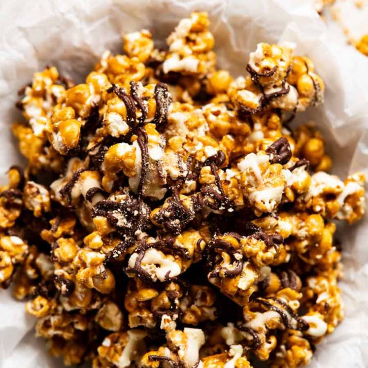 Golden Gaytime popcorn - copycat recipe in a bowl