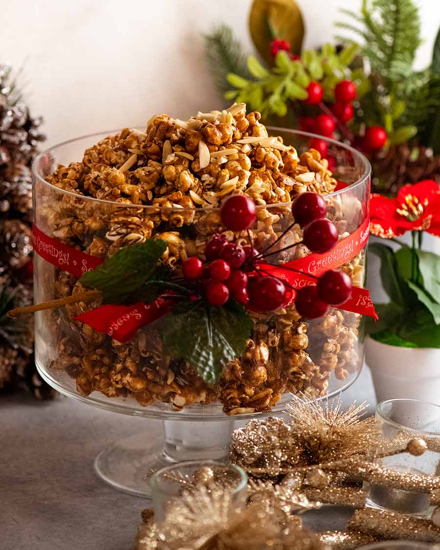 Bowl of Christmas Popcorn Candy