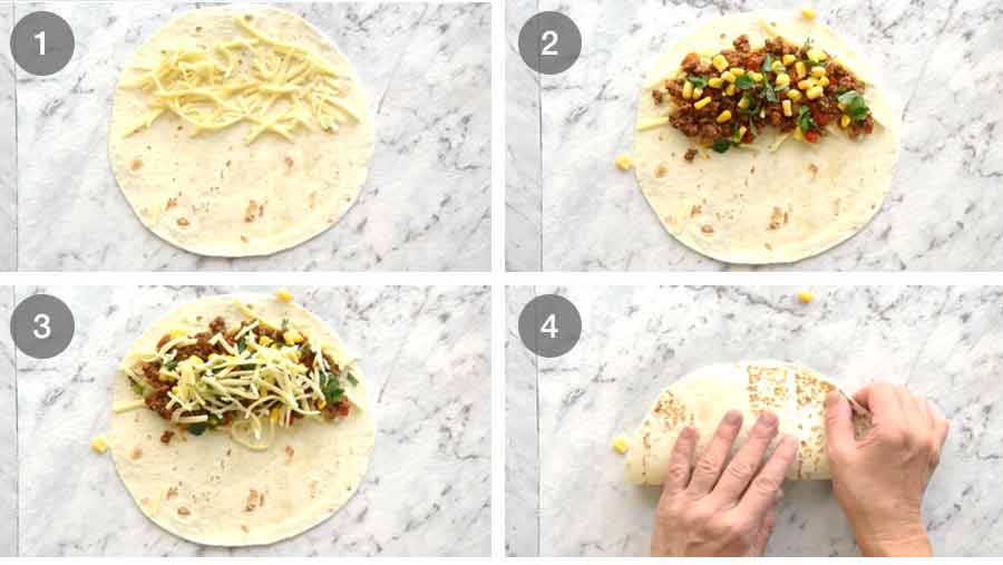 How to fill a quesadilla