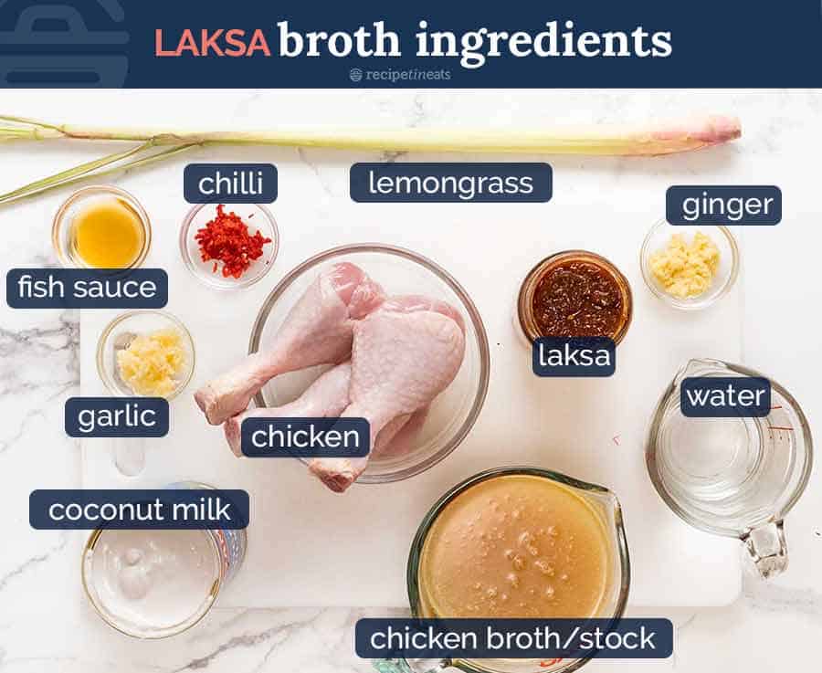 What goes in Laksa soup broth