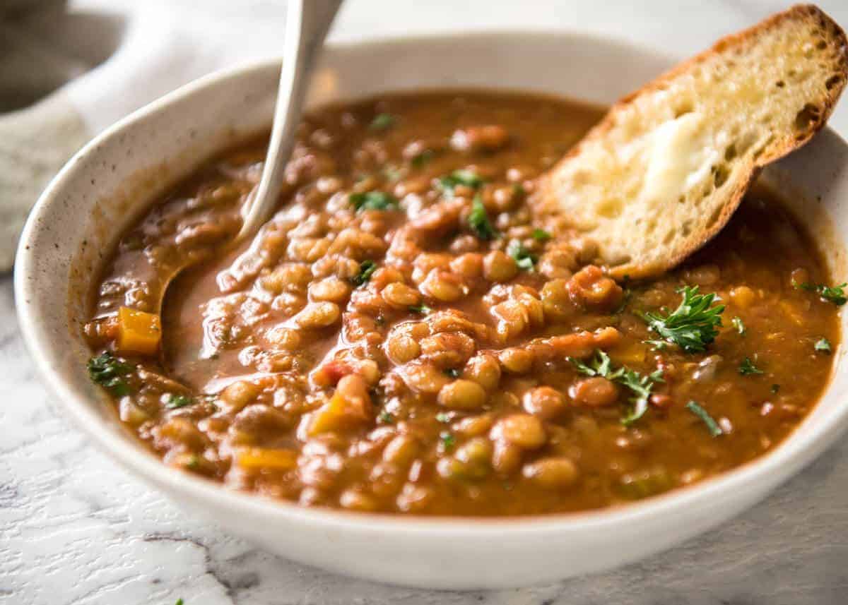 Why settle for a bland Lentil Soup when you make a standout one? Just a hint of spices and finishing it off with lemon zest makes all the difference! recipetineats.com