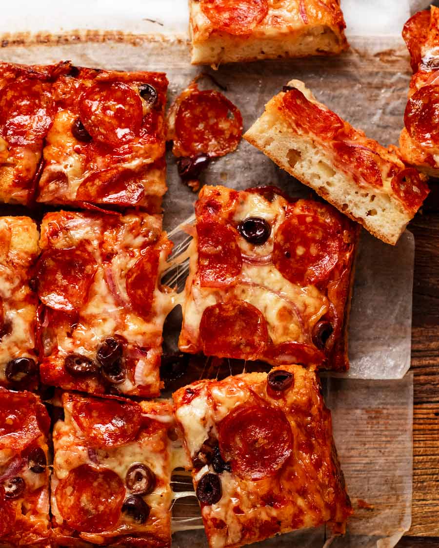Overhead photo of slices of Easy pizza bread