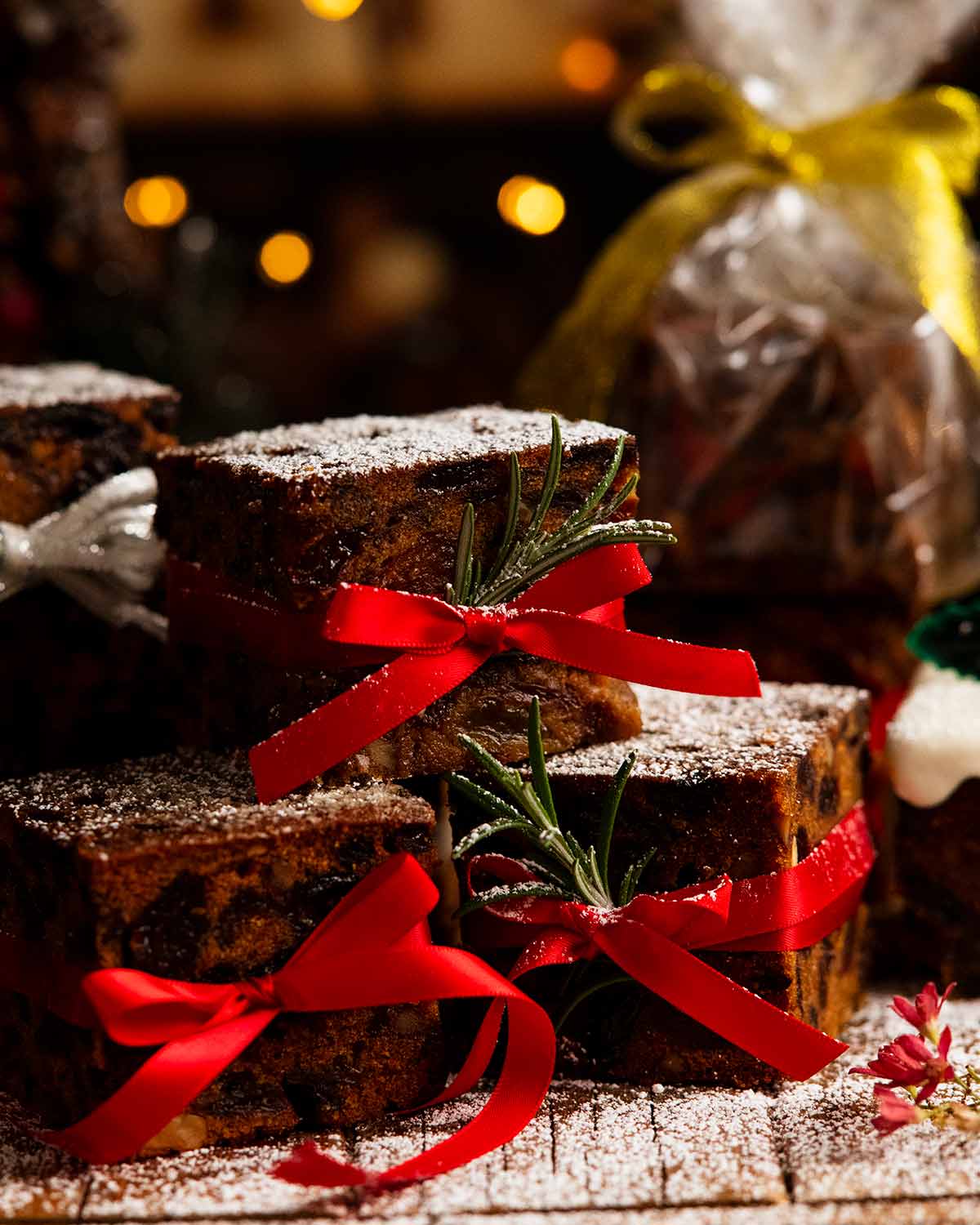 Mini Christmas Cakes stacked
