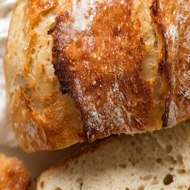 Close up of crispy crust of world's easiest yeast bread