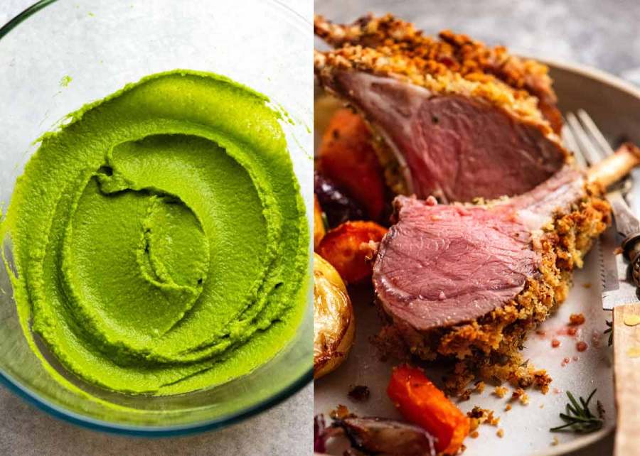 Pea Puree and Rack of Lamb