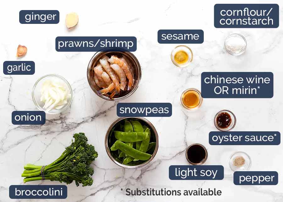 Ingredients in Prawn Stir Fry (Shrimp)