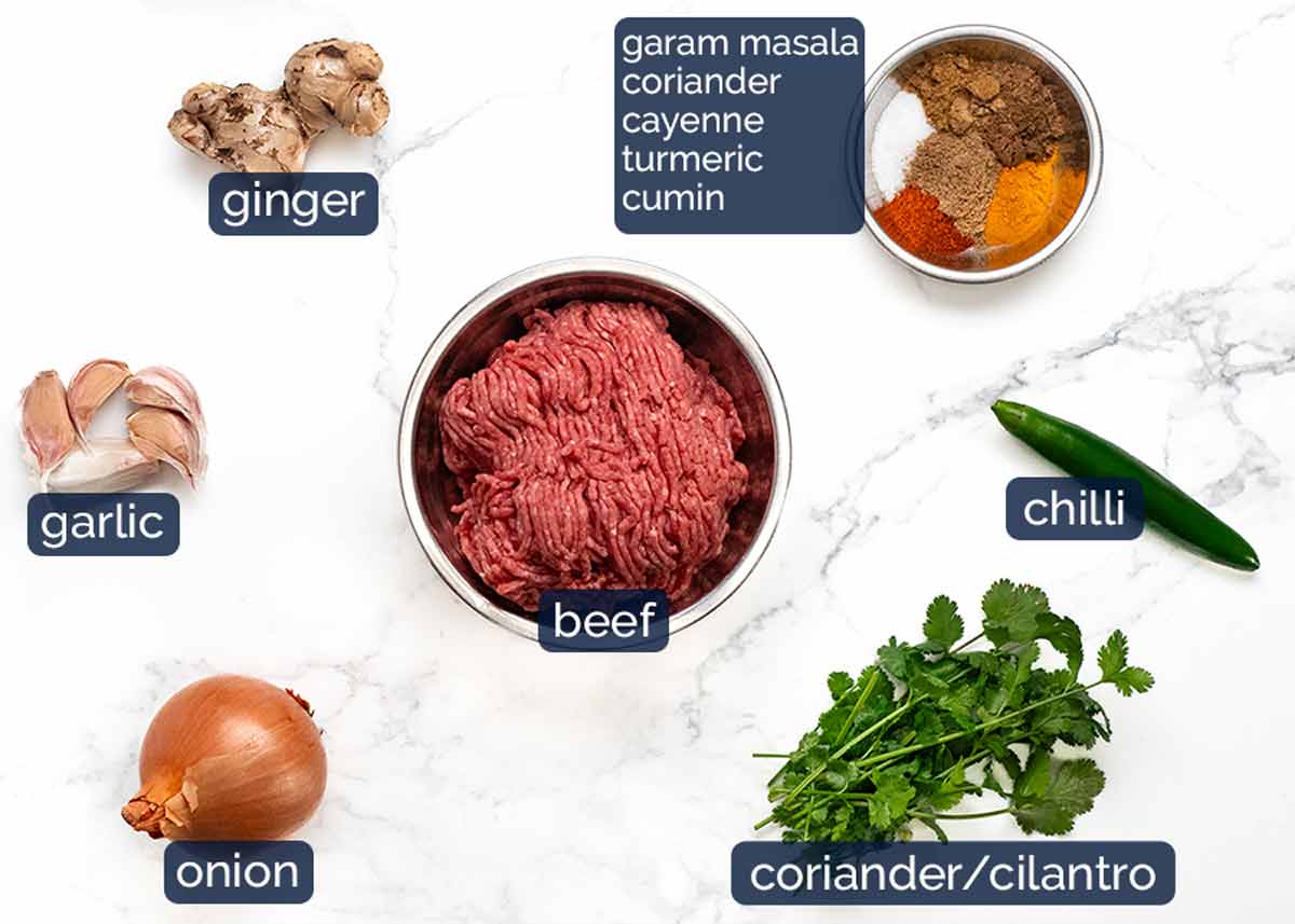 Qeema - Indian Curried Beef Mince ingredients