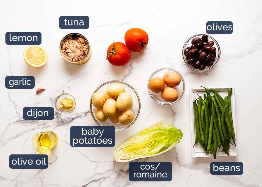 Ingredients in Salad Nicoise - French Tuna Salad