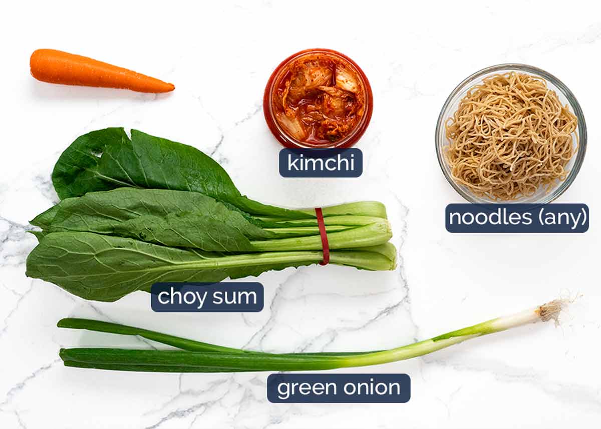 Ingredients in Spicy Korean noodle soup