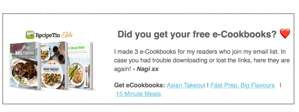 Free eCookbooks download link in email | recipetineats.com